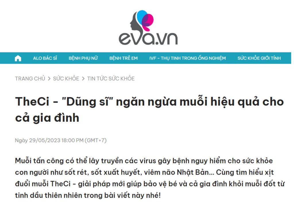 Báo eva TheCi Dũng Sĩ ngăn ngừa muỗi Hiệu Quả cho cả Gia đình