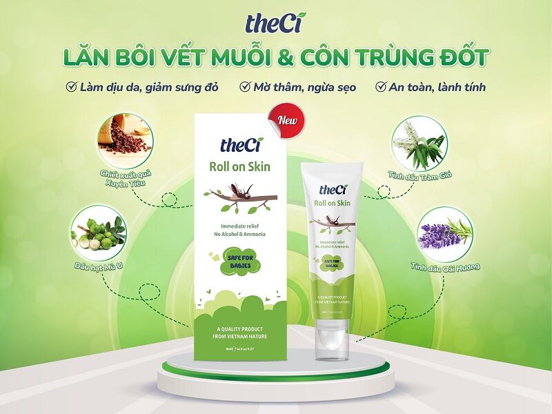 Lăn bôi vết muỗi và côn trùng đốt TheCi được chiết xuất từ bộ 4 thảo dược