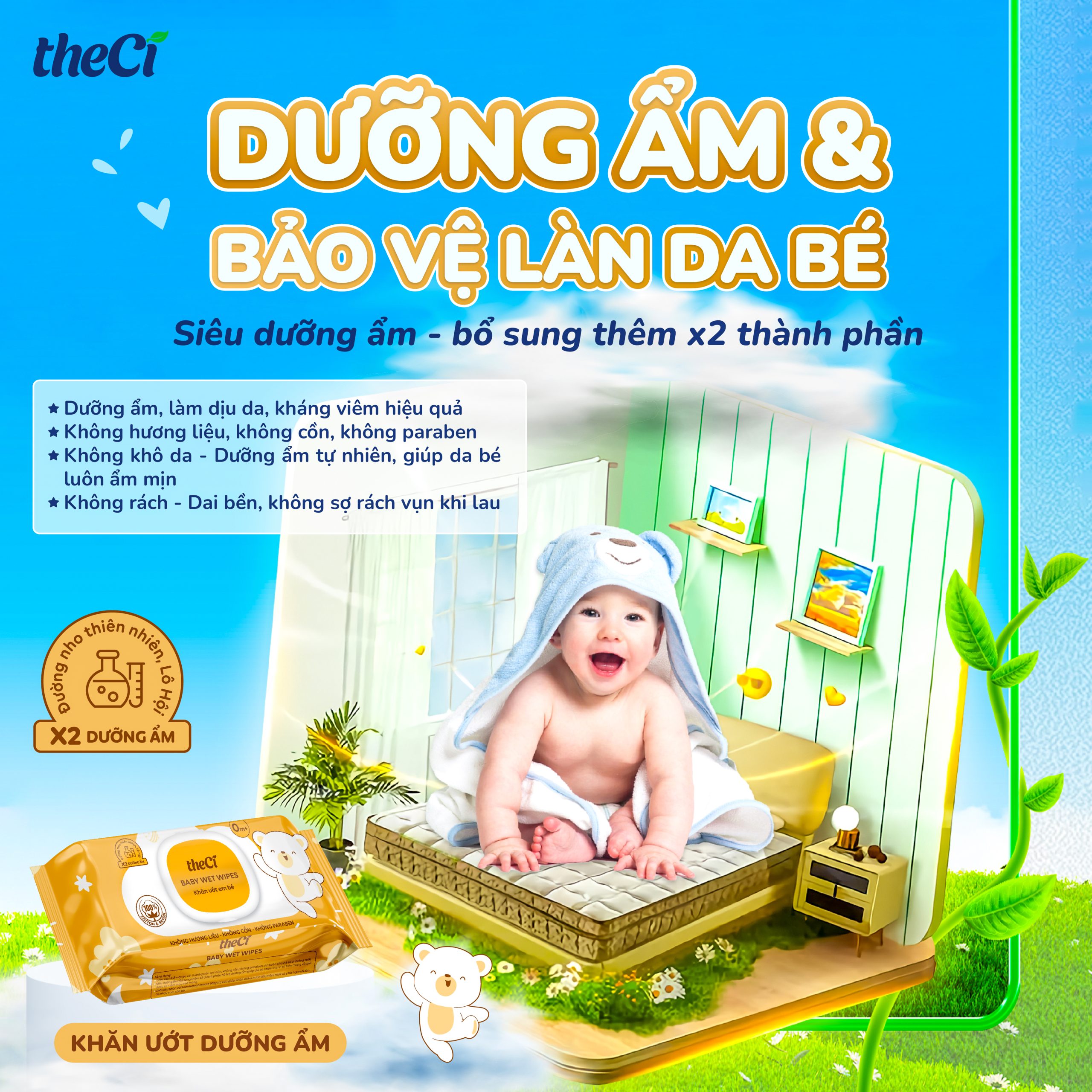 KHĂN GIẤY ƯỚT CHO BÉ THECI