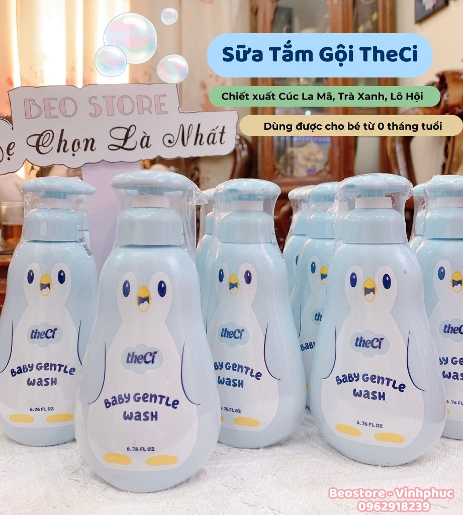 Sữa tắm gội 2 in1 theCi dịu nhẹ cho làn da nhạy cảm