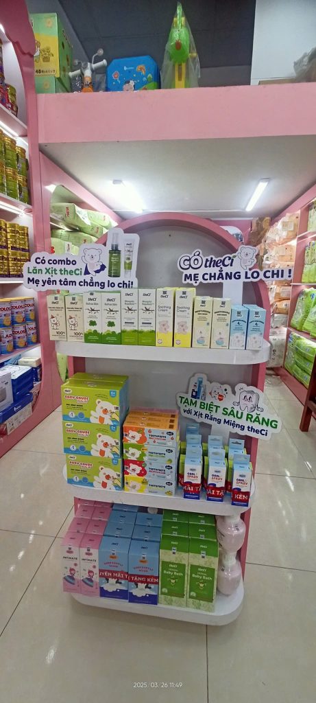 Sản phẩm theCi được trưng bày tại Sữa bỉm Thanh Hải
